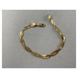 14K Gold Twisted Braided Herringbone Bracelet