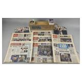 Baseball Cards in Wood Box, Photos, and Newspapers