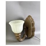 Vtg Cast Brass Antique Finish Wall Sconce
