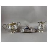 Antique Silver Plated Butter Dish & More