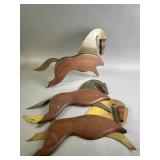 MCM Trio Of Wall Hanging Metal & Wood Horses