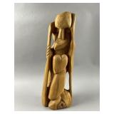 Signed Hand-carved Wooden Sculpture by Pat Bar