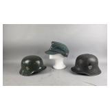 WWII German Stahlhelm, and Field Cap