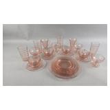 Pink Anchor Hocking Block Optic Dishware
