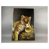 70ï¿½s Original Oil Painting of Jungle Leopard