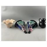 Vtg Postmodern-style Ceramic Wall Vases & More