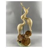 Signed Mid Century Wooden Bird Sculpture