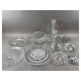 Vintage Clear Glass Candle Holders, Plates & More