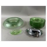 Vintage Uranium Depression Glass Plates & More