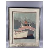 Framed/Signed Print Maine Boats by Helton