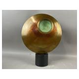 Patinated Modernist Brass Disc Sculpture