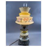 Antique Hand-painted Glass Hurricane Table Lamp
