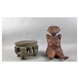 Pre-Colombian Metate reproduction, and Statue