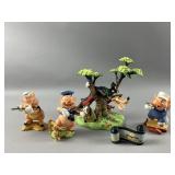 Vtg Walt Disney Three Little Pigs Figurine Set