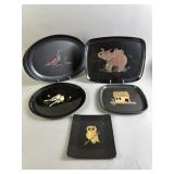 Unique Couroc Hand Inlaid Serving Trays & Plates