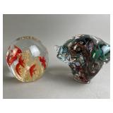 Two Art Glass Paperweights, Murano Style & More