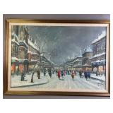 Hand Painted Reproduction Of Winter Shops In Paris
