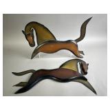 MCM Pair Of Wall Hanging Metal & Wood Horses