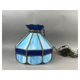 Blue Stained Glass Hanging Swag Pendant Lamp