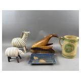 Signed Whale Sculpture, Ceramic Animals & More