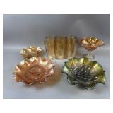 Vtg Iridescent Marigold Carnival Candy Dish & More