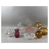 Vtg Pink Depression Glass Sandwich Server & More