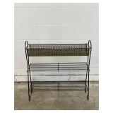 Vtg MCM Modern Black Wire & Metal Shelf