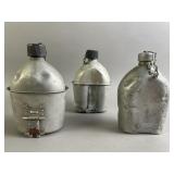 1918 WW1 Aluminum Canteen & WW2 Canteens