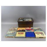 Vtg Nautical Wooden Chest & Themed Playing Cards