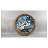 Vintage Stained Glass Swan Window Hanging