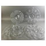 Vintage Heisey Etched Glass Serving Platters