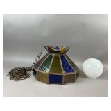 1970ï¿½s Stained Glass Hanging Swag Lamp