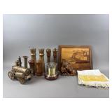 Marquetry Wood Wall Plaque, Music Box & More