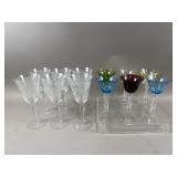 Vintage Hand Blown Colored Wine Glasses & More
