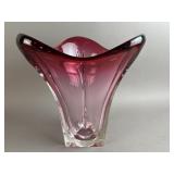 Vintage Chalet Crystal Cranberry Ombrï¿½ Vase