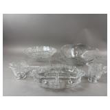 Vtg Fostoria Crystal Etched Serving Trays & More