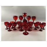 Vtg Ruby Red Viking Glass Water/Whine Goblets
