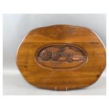 Mid Century Hand Carved Wooden Wall Plaque