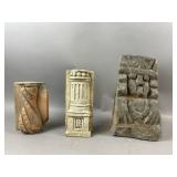 3 Carved Stone Architectural Miniature Models