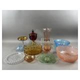 Vtg Amberina Glass Compote Candy Dish & More