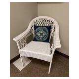 Wicker Style Accent Chair & Pillow