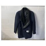 RNT23 Wool Blend Moto-Style Blue Coat