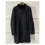 Menï¿½s Black Shearling Mid-length Coat