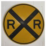 Large Round Vintage Railroad Signal Crossing Sign