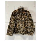 Brown & Black Tiger-print Faux Fur Bomber Jacket