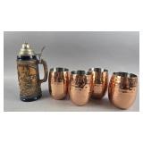 GERZ Beer Stein, and Moscow Muel Tumblers