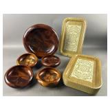 MCM 12 Metal Doily Wood Grain Lap Trays & More