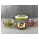 Vtg  Pyrex Verde Olive Casserole Dish & More