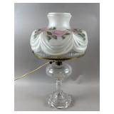 Signed & Hand Painted Glass Hurricane Lamp