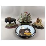 Vintage Native American & Bison Sculptures & More